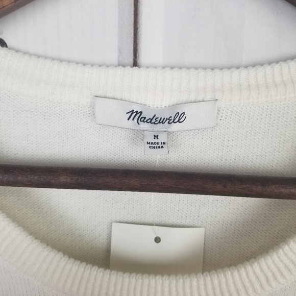 NWT Madewell Ruffle Sleeve Sweater Tee Ivory - Picture 3 of 7